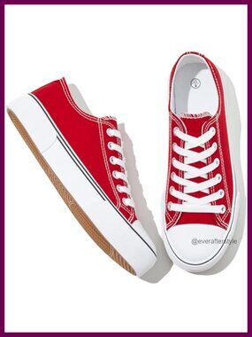 Canvas Low Top Lace Up Sneakers Comfortable Walking Shoes
